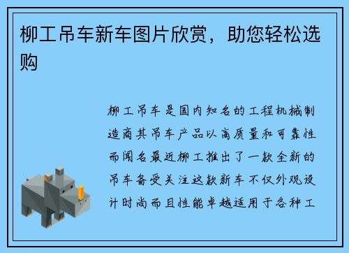 柳工吊车新车图片欣赏，助您轻松选购